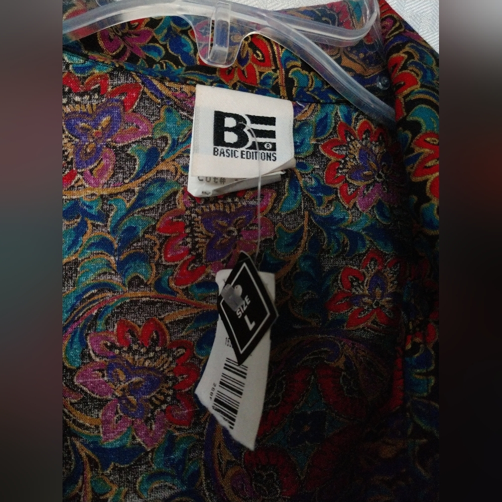 NEW Vintage Basic Editions Shirt Blouse Colorful Floral NWT Large Chest 44" - Picture 4 of 10